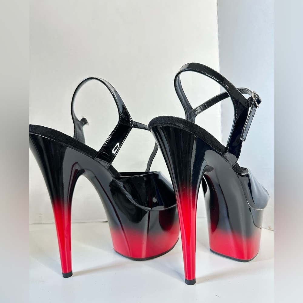 Pleaser Black and Red Ombre Platform Heels